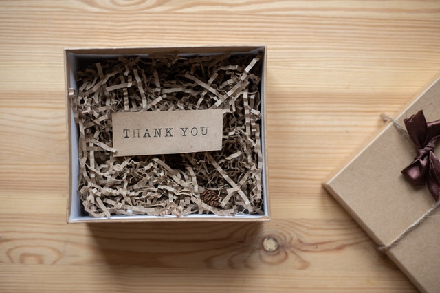 A box saying thank you 